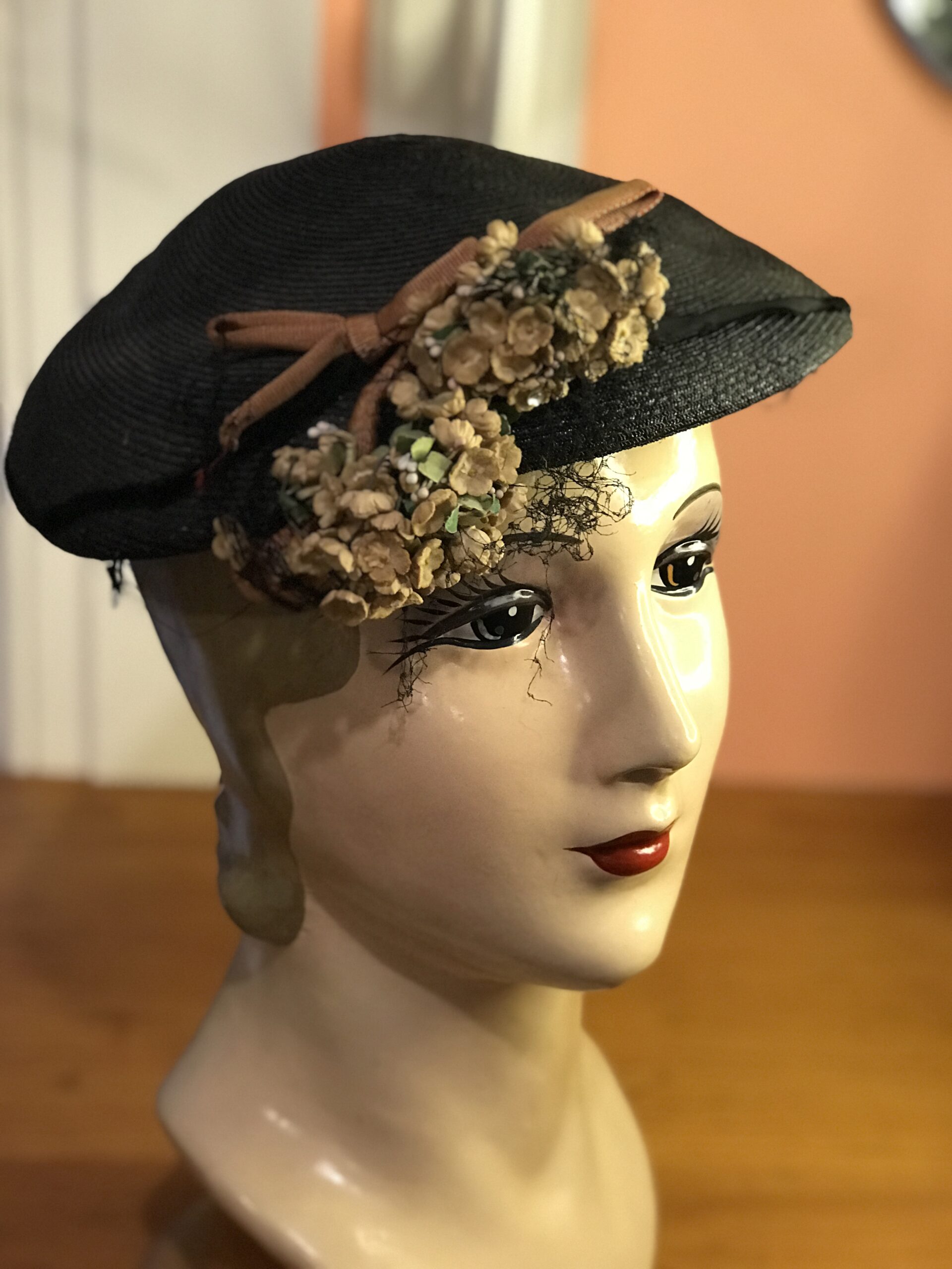 Vintage Black Straw Cocktail Hat The Hat Junkie