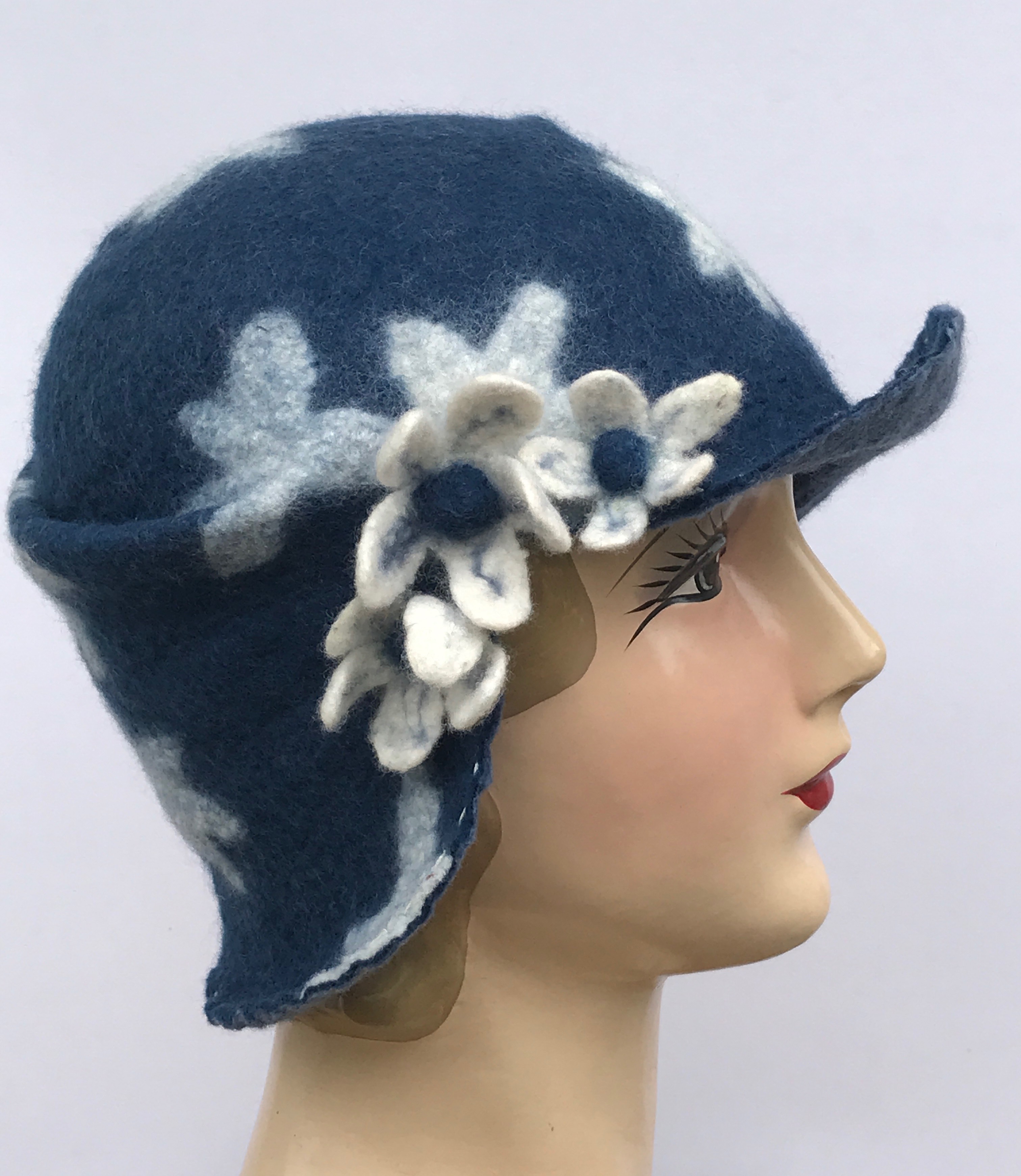 white cloche hat