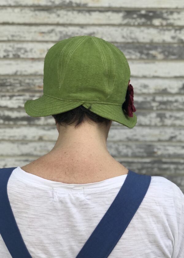 Cotton Canvas Cloche Hat- Apple Green- Franny- Made to Order