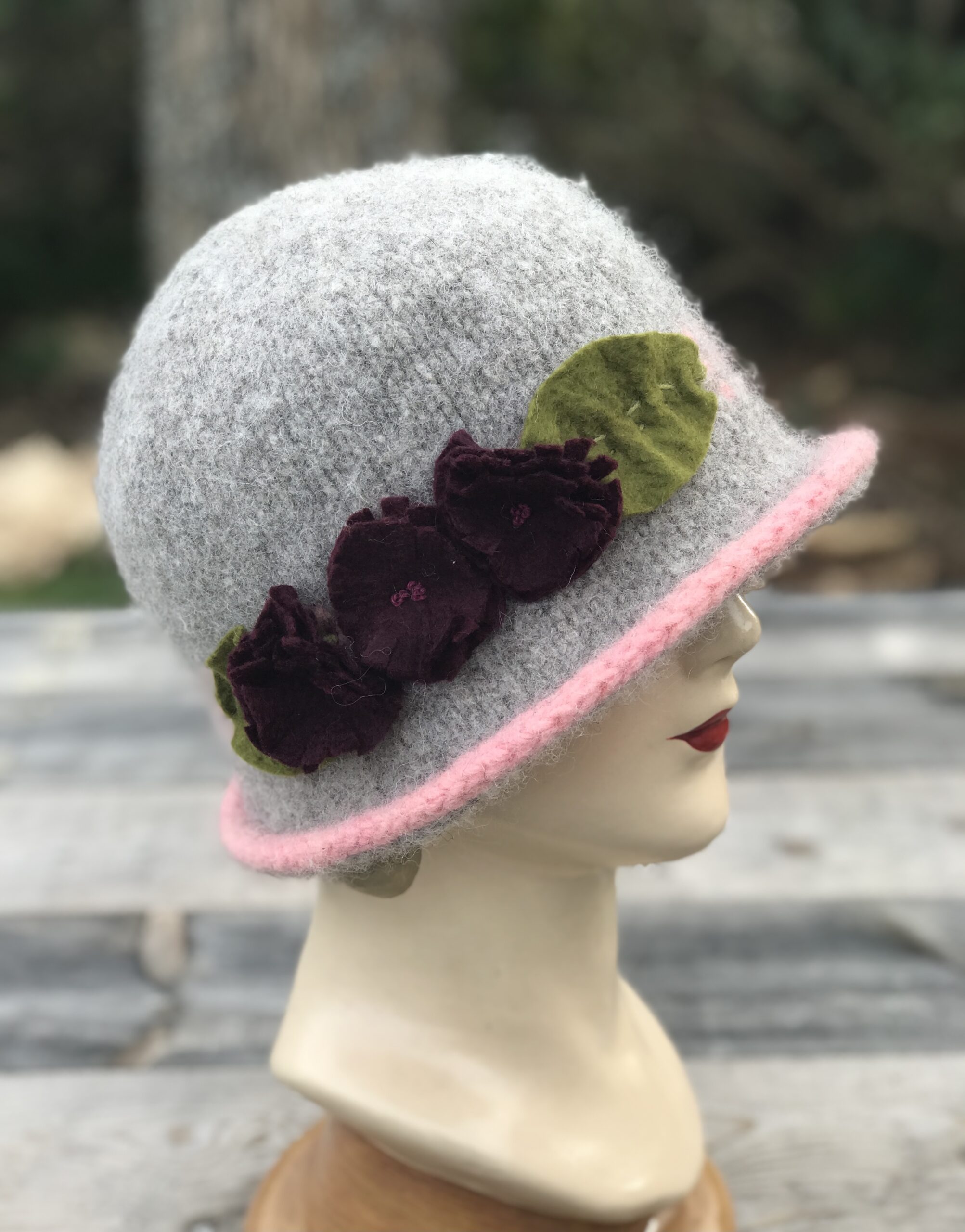 Cloche Hat- Hand Knit and Felted- Canadian Wool- Made to order